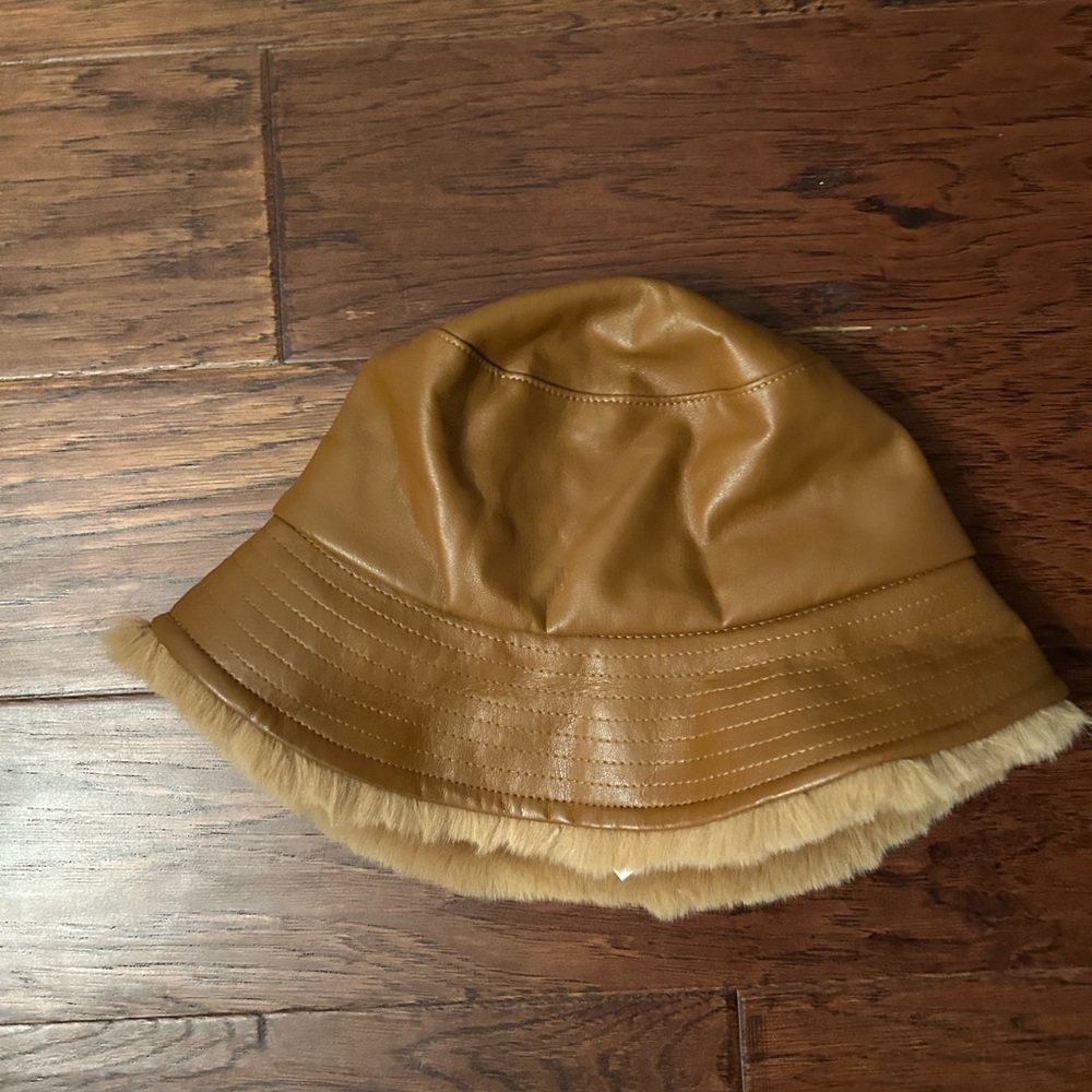 Express Tan Leather Bucket Hat